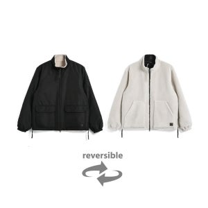 [타이온] NON DOWN MILITARY REVERSIBLE BOA HI NECK JACKET 논 다운 밀리터리 리버시블 보아 하이넥 자켓 - BLACK×CREAM