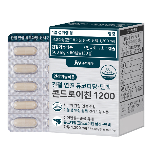 <b>JW중외제약</b> 관절 <b>연골</b> 뮤코다당 단백 콘드로이친 1200 1박스 60정