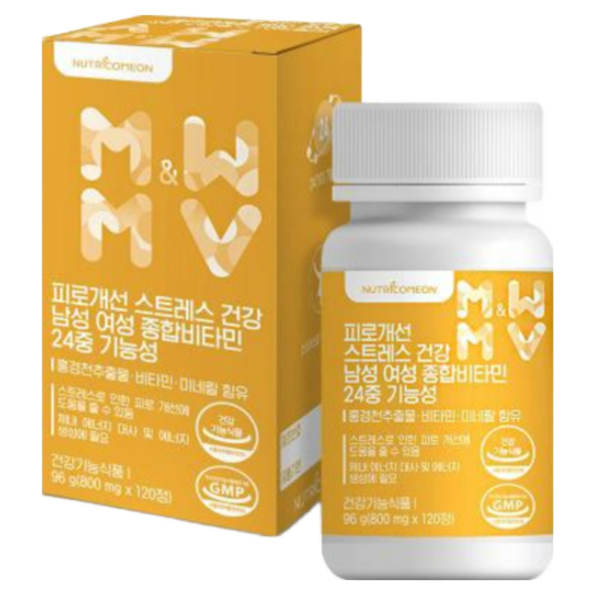 뉴트리커먼 피로개선 <b>스트레스</b> 건강 남성 여성 종합비타민 24중 기능성 120정 4개월분