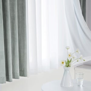 방한 벨벳커튼+심플 쉬폰 창문커튼 4장