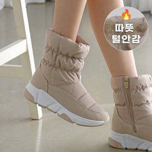 바닐라슈 [주문폭주] 이즈민 퍼안감 키높이탄력창 아이젠 방한패딩부츠(4cm)