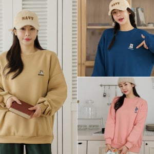 귀염뽀짝 자수 기모 루즈 맨투맨 3종 택1