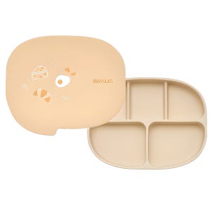 모윰 실리콘 초강력 5구 흡착식판 브런치 뚜껑 세트  국내생산 플래티넘 실리콘 645g 아기 이유식기 어린이집 유치원 간식접시