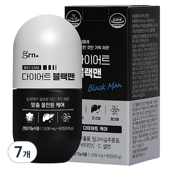 GRN 다이어트 블랙맨 60g  60정  7개
