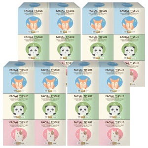 복이많은집 미니 미용티슈 250매 2겹 24개입 100% 천연펄프 국산 1/2사이즈 215x107mm  뽑아쓰는 각티슈 곽티슈 휴대용 화장지 먼지없는