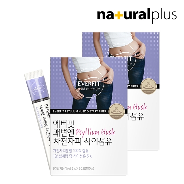 에버핏 <b>쾌변</b>엔 차전자피 식이섬유 30포 2박스 (2개월분)