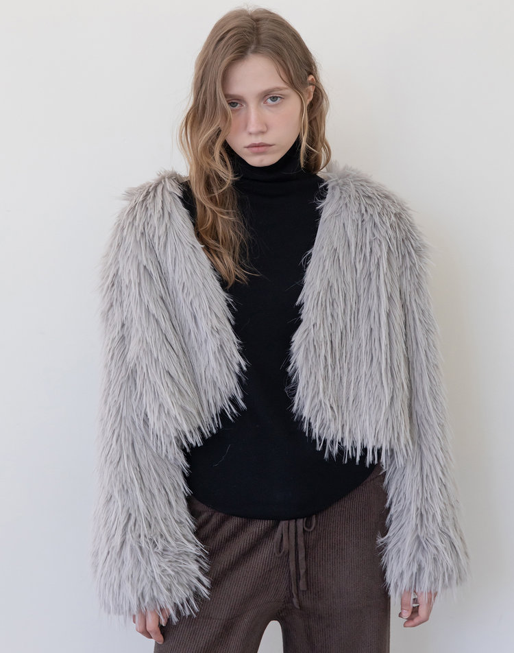 [제이마크뉴욕] Fur crop jacket - Gray EGZGXX00521