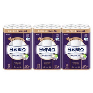 크리넥스 크리넥스 데코소프트 수딩+ 3겹 24+6롤 x 3팩  /화장지/휴지