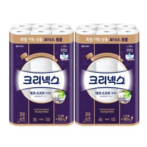 크리넥스 크리넥스 데코소프트 수딩+ 3겹 24+6롤 x 2팩  /화장지/휴지