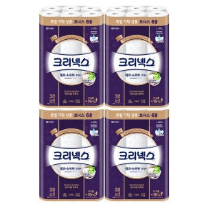 크리넥스 크리넥스 데코소프트 수딩+ 3겹 24+6롤 x 4팩  /화장지/휴지