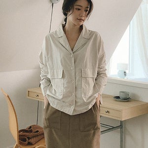 [55-110][세련미✨] 쇼타르 빅사이즈 포켓 레더 셔츠