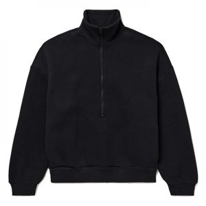 Fear of God 25 SS 피어오브갓 오버사이즈 슬라우치 코튼 블렌드 플리스백 하프집업 스웨트셔츠 블랙