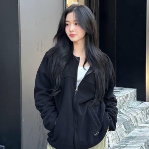 [지프] 2way Peak-logo 라운드넥 플리스 BLACK (JQ5TZU192BK) JQ5TZU192BK