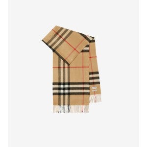 Burberry 체크 캐시미어 스카프, 아카이브 베이지