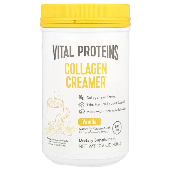 Vital Proteins <b>콜라겐 크리머</b> 바닐라 맛 300g 10.6oz