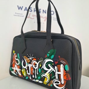 블랙 빅 보스턴 가방 , 꽃과나비작가