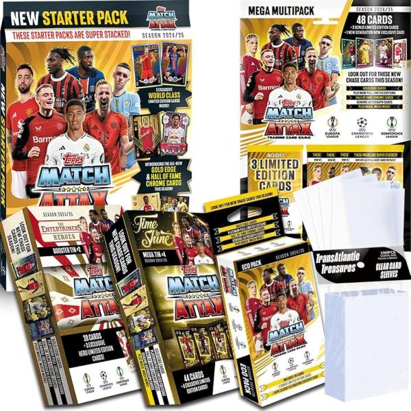 Topps Match Attax 2024-2025 축구 카드 컴플리트 번들 - 랜덤 메가 틴 랜덤 부스터  1개