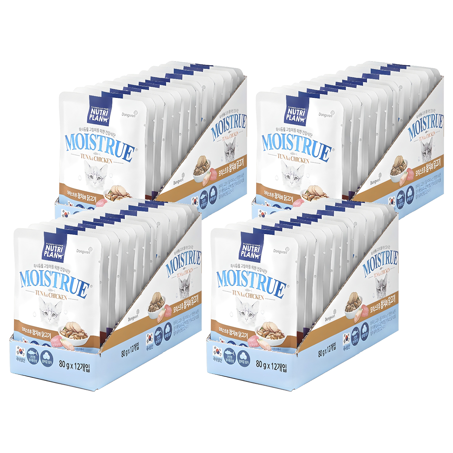 동원 뉴트리플랜 모이스트루 고양이 습식 간식 참치+닭고기 80g 48개입