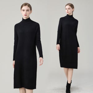 [로코엘라]  칸나 울 블렌딩 모크넥 여성 니트 원피스