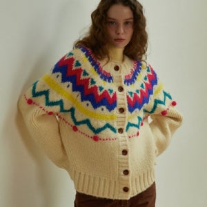 [그린버터] Candy Ball Alpaca Nordic Cardigan (Cream) 001