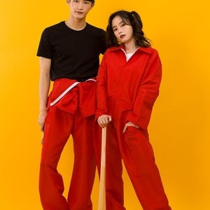 [대여] 레드 정비복 점프슈트 긴팔 체육대여 반티 운동회 졸업사진