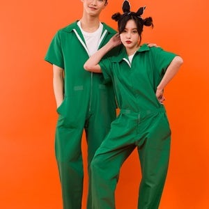 [대여] 그린 정비복 점프슈트 반팔 체육대여 반티 운동회 졸업사진