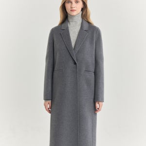 헤지스 캐시미어 핸드메이드 싱글 롱코트 그레이