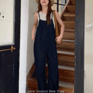 PL-086 데님 오버롤 와이드핏 팬츠