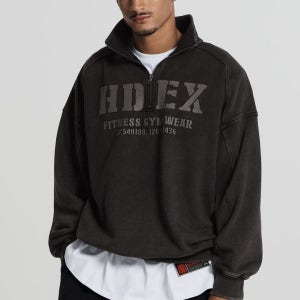 페이디드 워싱 코어 하프 집업 스웨트 셔츠 (Black)