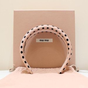 [중고명품다올] 미우미우 자수 폴카 도트 헤어밴드 머리띠 5IH025  A+급