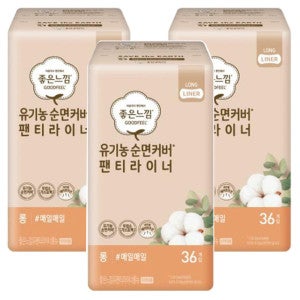 좋은느낌 (36px3팩)좋은느낌 유기농순면커버 팬티라이너 롱36개