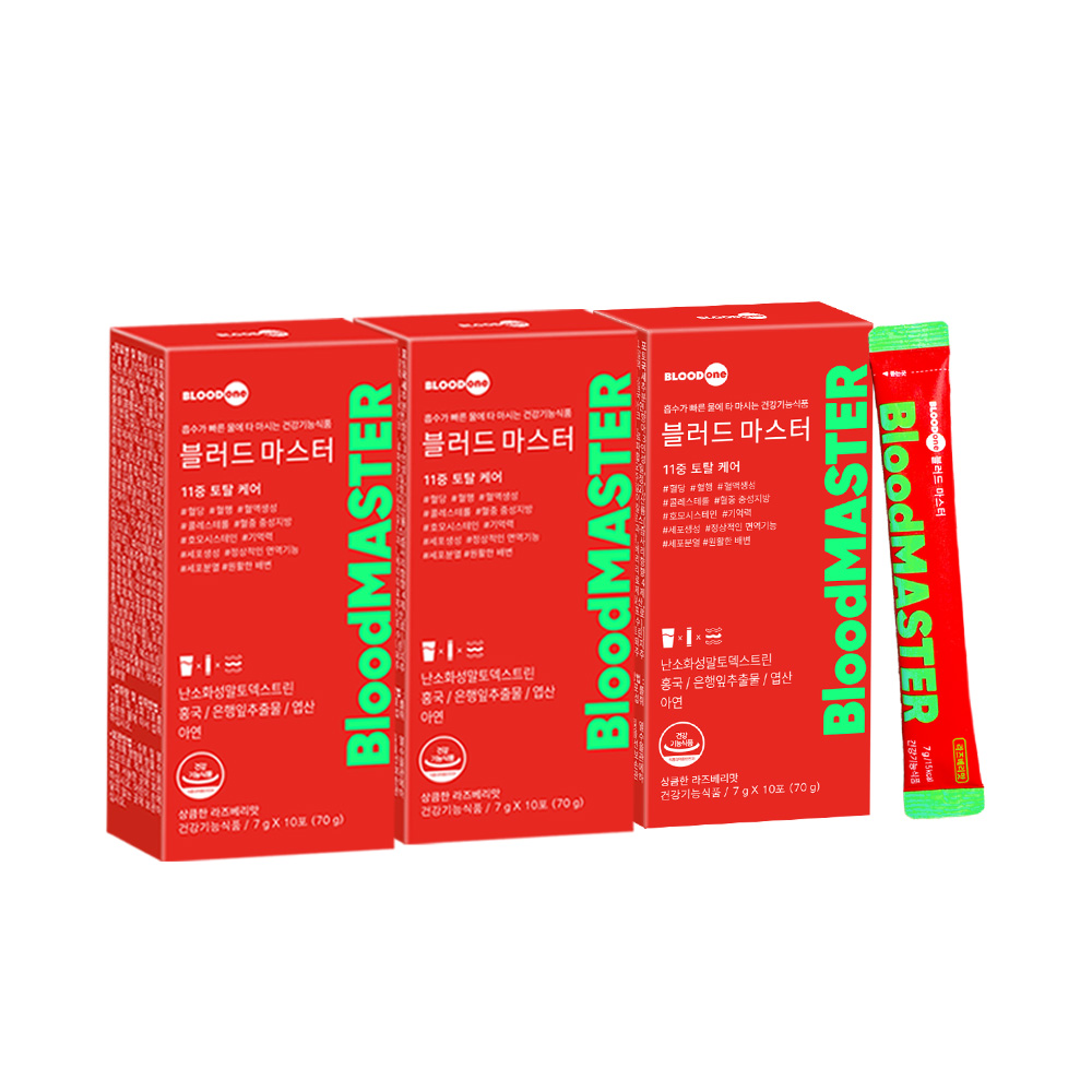 블러드마스터 마시는 11중 토탈케어 라즈베리맛 혈당 혈행 콜레스테롤 중성지방  70g  3개