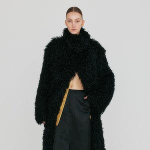 잉크 Zuffiea Fluffy Funnel Neck Coat - Black