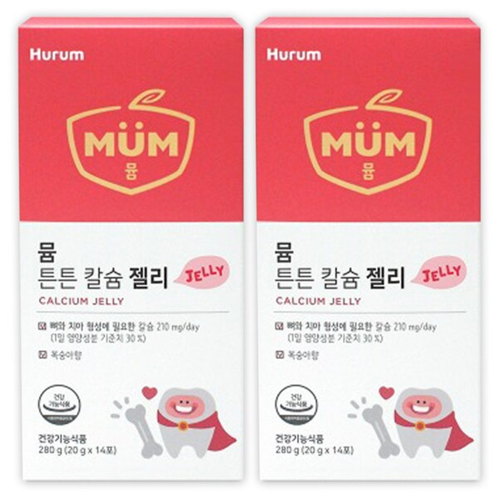 <b>휴럼</b> 뮴 튼튼칼슘젤리 14포(2박스)1개월분 뼈 <b>치아</b> 성장기 어린이 성인 영양제  2개