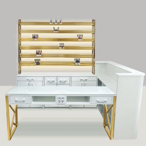 LED 로건킹 올인원 세트 네일샵 가구구성 : LED 로건킹+하부장+해오름 더블테이블+카운터