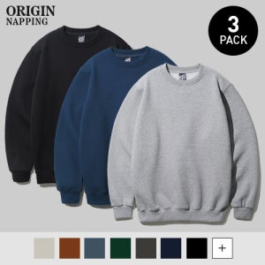 [페플][패키지]650g 덤블 오리지널무지 기모 맨투맨 3PACK OGMT1921