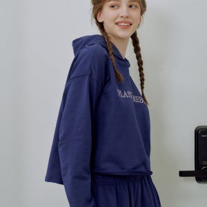 [시즌오프]로우사이클_리사이클 CP쭈리 크롭 후드 티셔츠-네이비