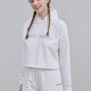 [시즌오프]로우사이클_리사이클 CP쭈리 크롭 후드 티셔츠-화이트