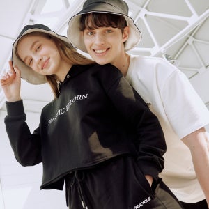 [시즌오프]로우사이클_리사이클 CP쭈리 크롭 후드 티셔츠-블랙