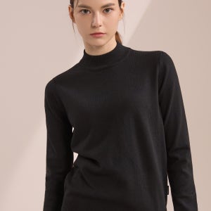 DKNY DKNY 여성 울 블렌디드 니트 모크넥 (블랙)