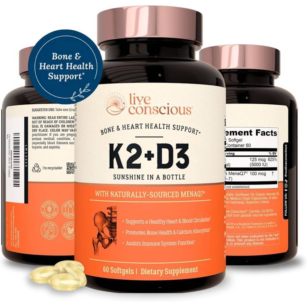 <b>Live Conscious 비타민 K2</b> D3 60소프트젤  1개  60정