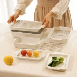 케어프린 세라믹 밧드 플레이트 세트 오븐 사각 트레이 손잡이 그릇 접시 도자기 9종