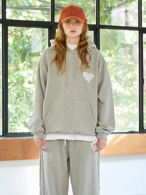 [아리] GOODLUCK HEART HOODIE / MELANGE