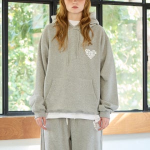 [아리] GOODLUCK HEART HOODIE / MELANGE