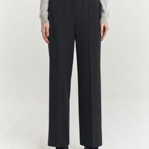 [헤지스 여성] [반값세일][기모][세미와이드] 차콜그레이 슬랙스 HSPA4D905CG