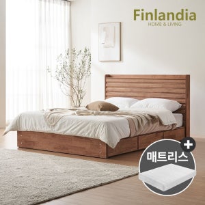 [롯데백화점] 핀란디아 딜라이 원목 호텔식 수납 퀸침대Q+40T라텍스매트 LE1218149048