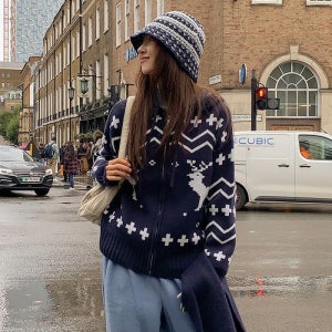 [55-120][비스코스]노르딕후디 가디건