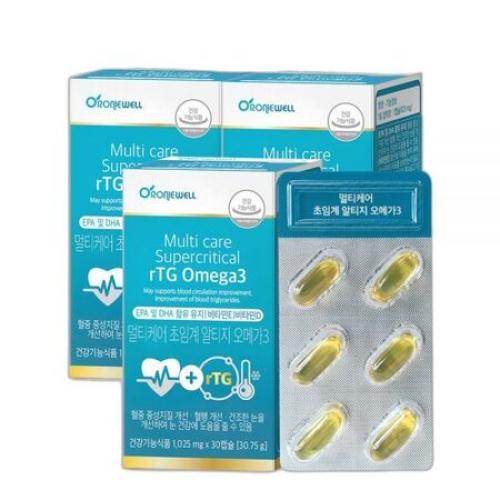 <b>로니웰</b> 멀티케어 초임계 알티지 <b>오메가3</b> 30캡슐 3개 3개월분