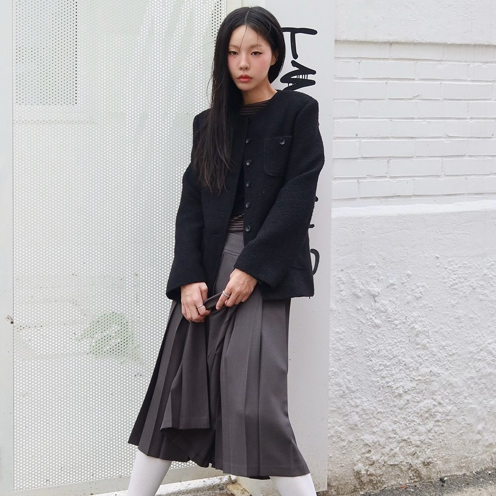 에트몽 Pocket Boucle Tweed Jacket JK110TFF