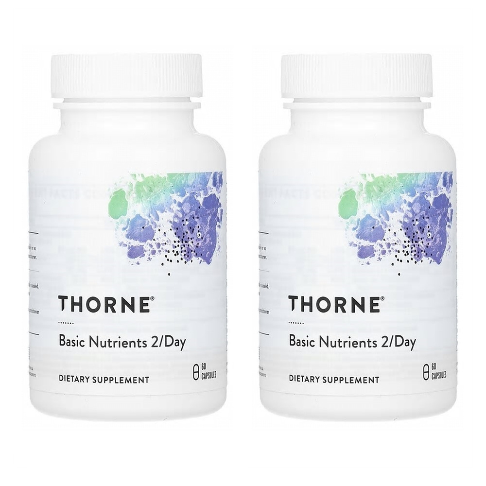 Thorne Research 쏜리서치 베이직 <b>뉴트리언트</b> 투퍼데이 종합비타민 Basic Nutrients 2/Day 60캡슐 <b>멀티</b>비타민 기초영양소  60정  2개